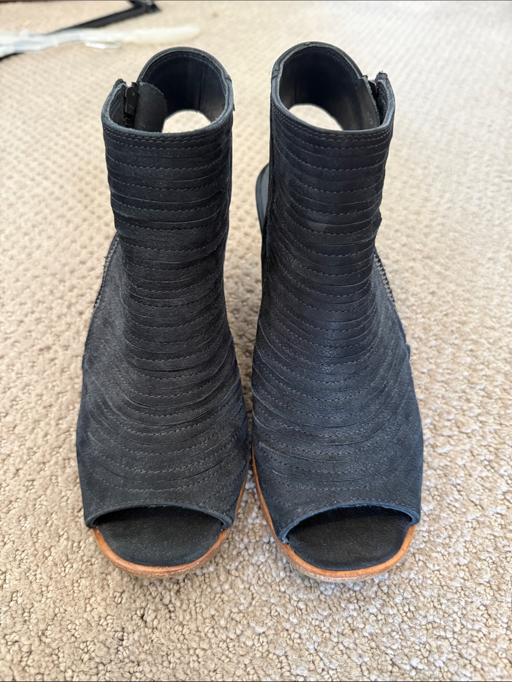 Paul Green Black Peep-Toe Ankle Booties